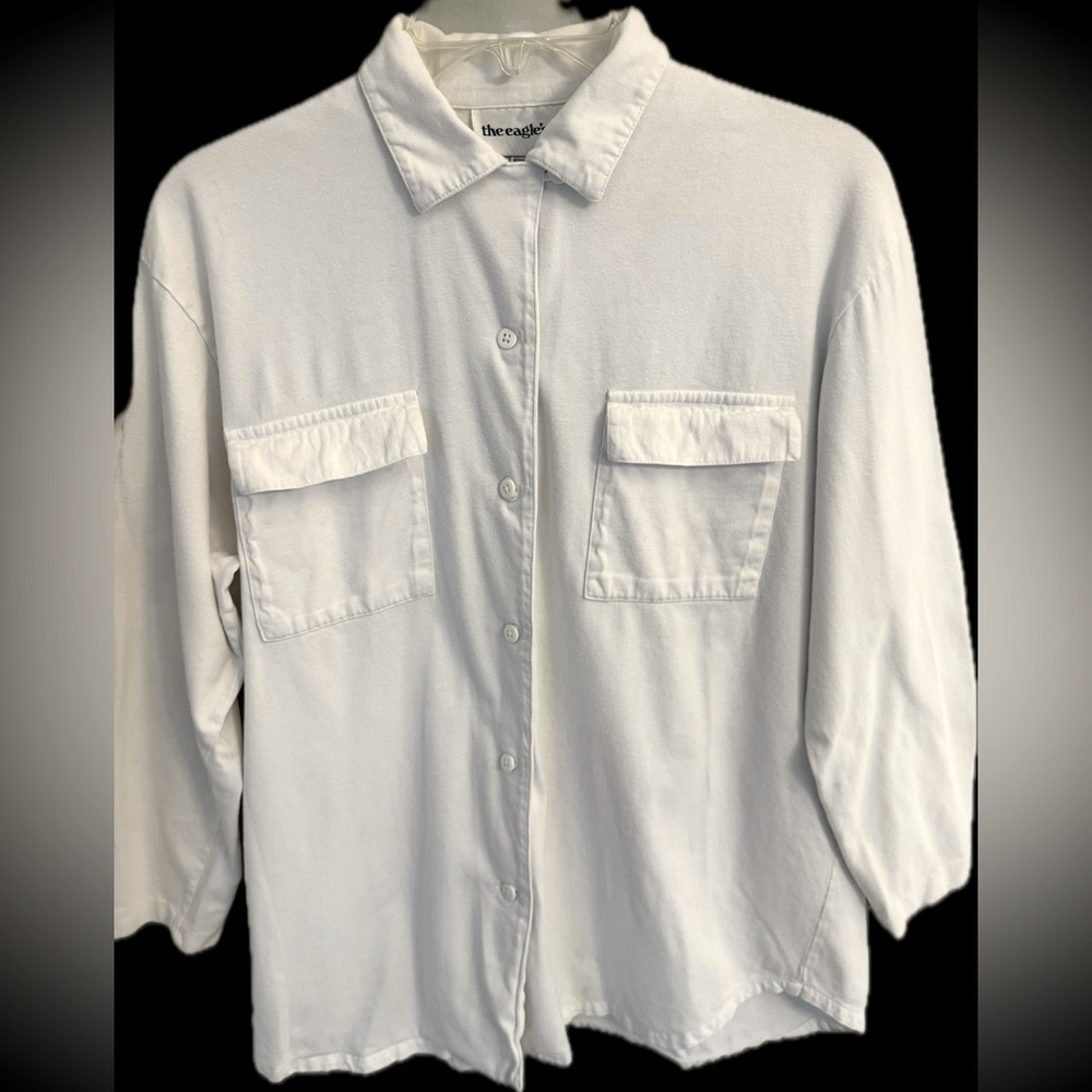 The Eagle’s Eye White Shirt Buttons Vintage Y2K Men’s M Brushed Cotton Pockets